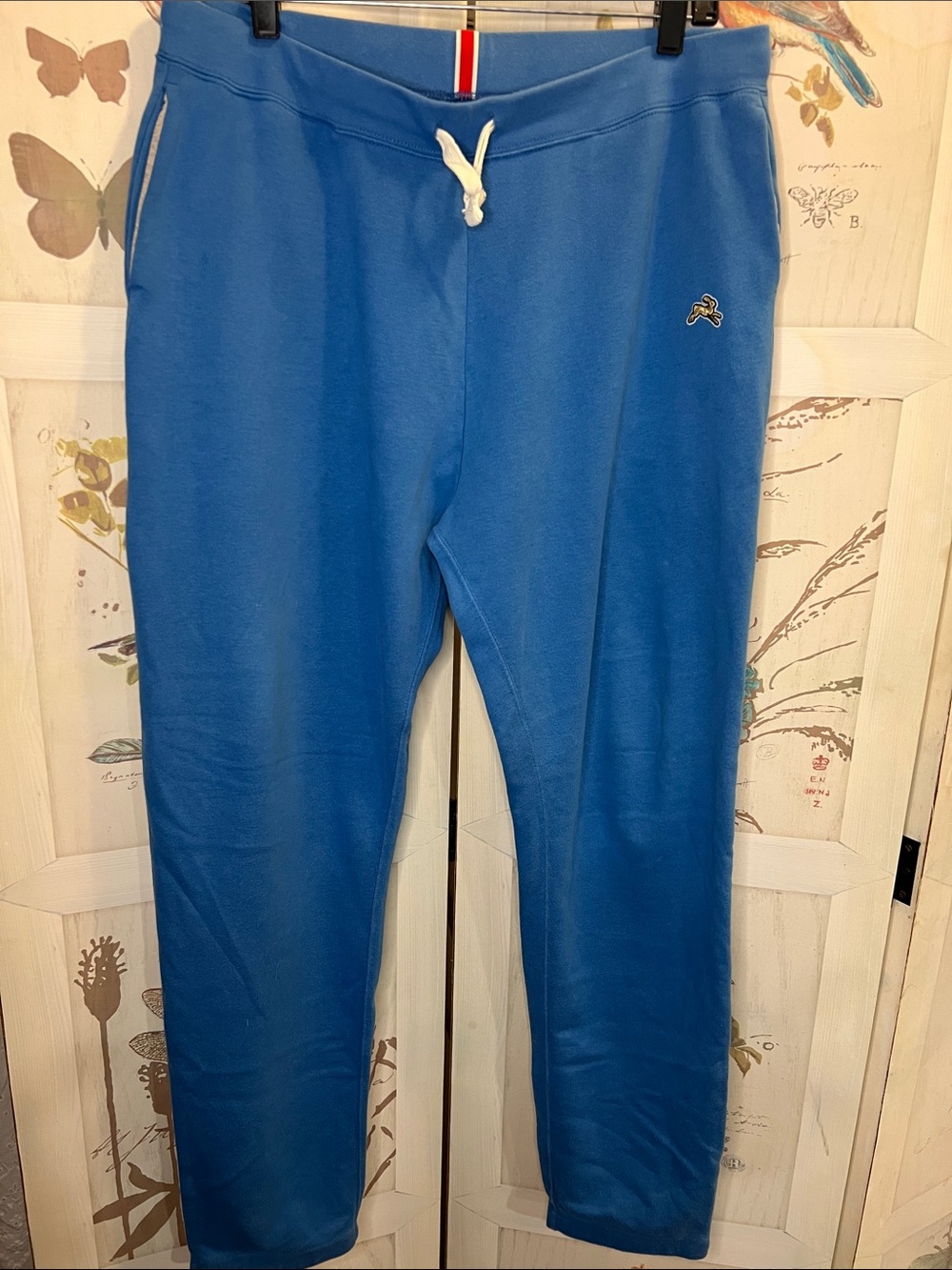 Tracksmith Blue Joggers with Gold Logo Patch